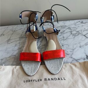 Loeffler Randall Red and Blue Strappy Sandals